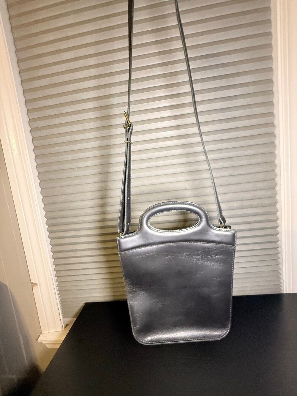 Madewell Black Leather Mini Tote Crossbody Bag Cutout Handle Minimalist Purse